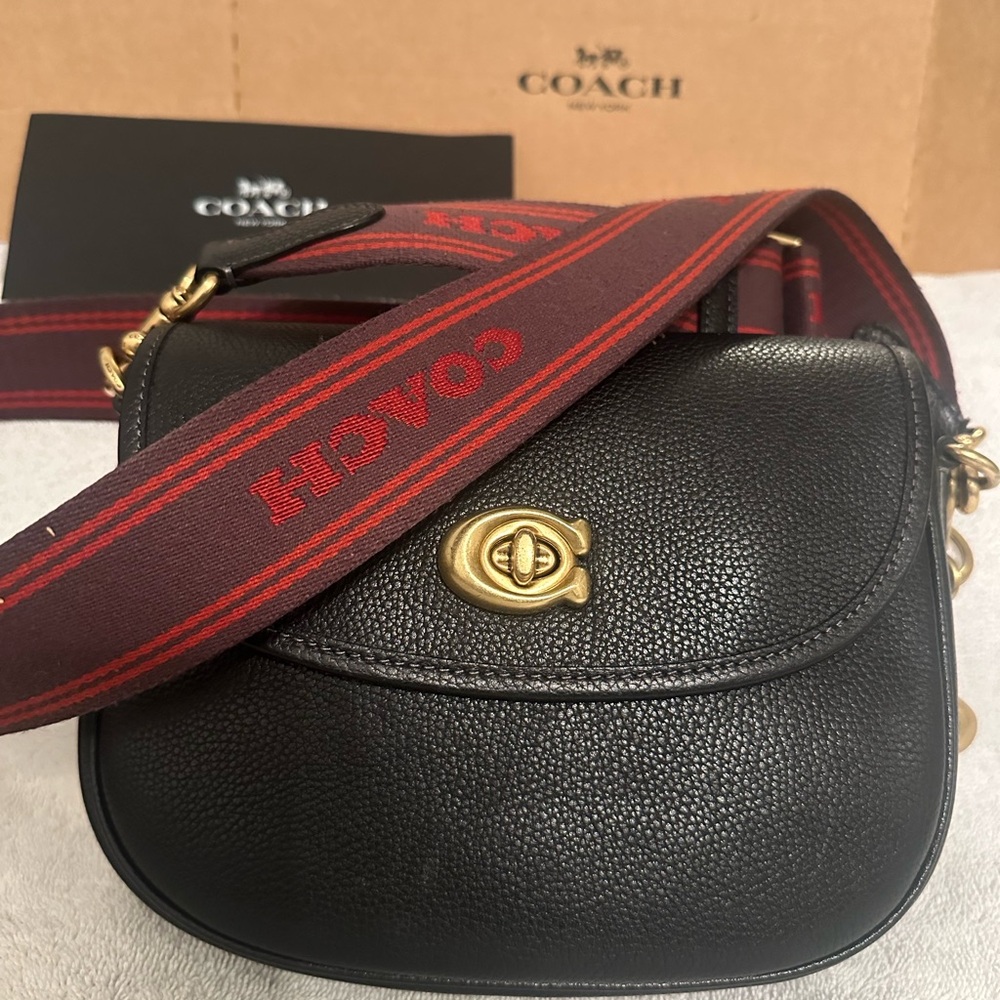 Coach black saddle bag
